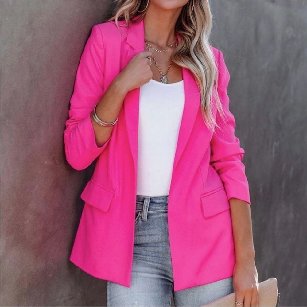 GeeGee Clothing Candy Pink Linen Blend Blazer size small